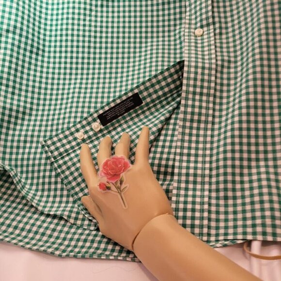 Jos A Banks, Men's green & White Checkered Short Sleeve Shirt. Size L, Not Worn - Picture 8 of 8